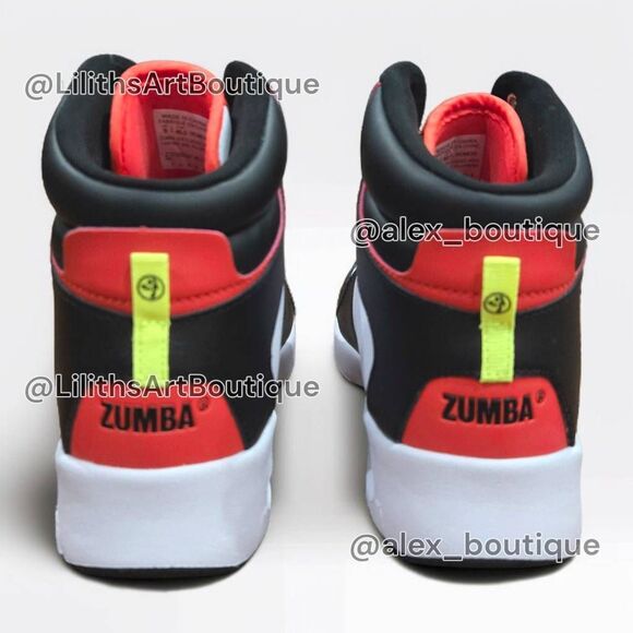 Zumba Air Classic High Top Black Red-Orange Unisex Sneakers (F005) Size 9 - Picture 8 of 11